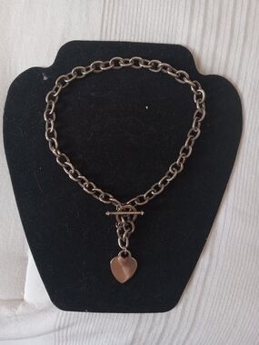 Classic Heart Charm Chain Necklace - Silver-Tone